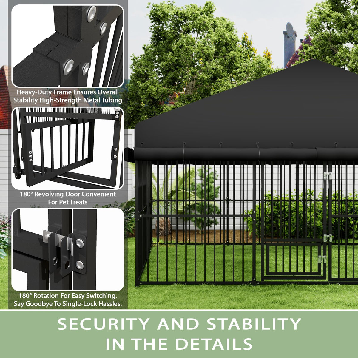 10x20x6.5 FT Heavy-Duty Metal Outdoor Dog Kennel D8198
