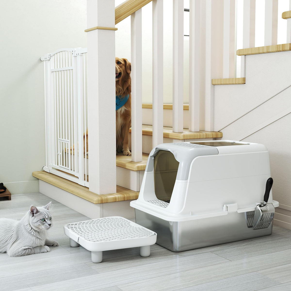 Extra Large Enclosed Stainless Steel Cat Litter Box K2388