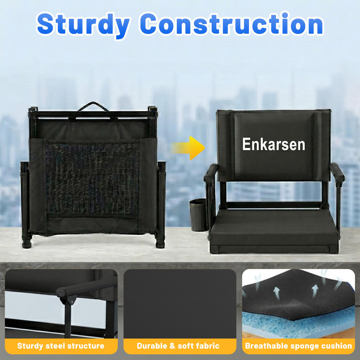 Portable Stadium Seat with Armrests & Cup Holder O469381