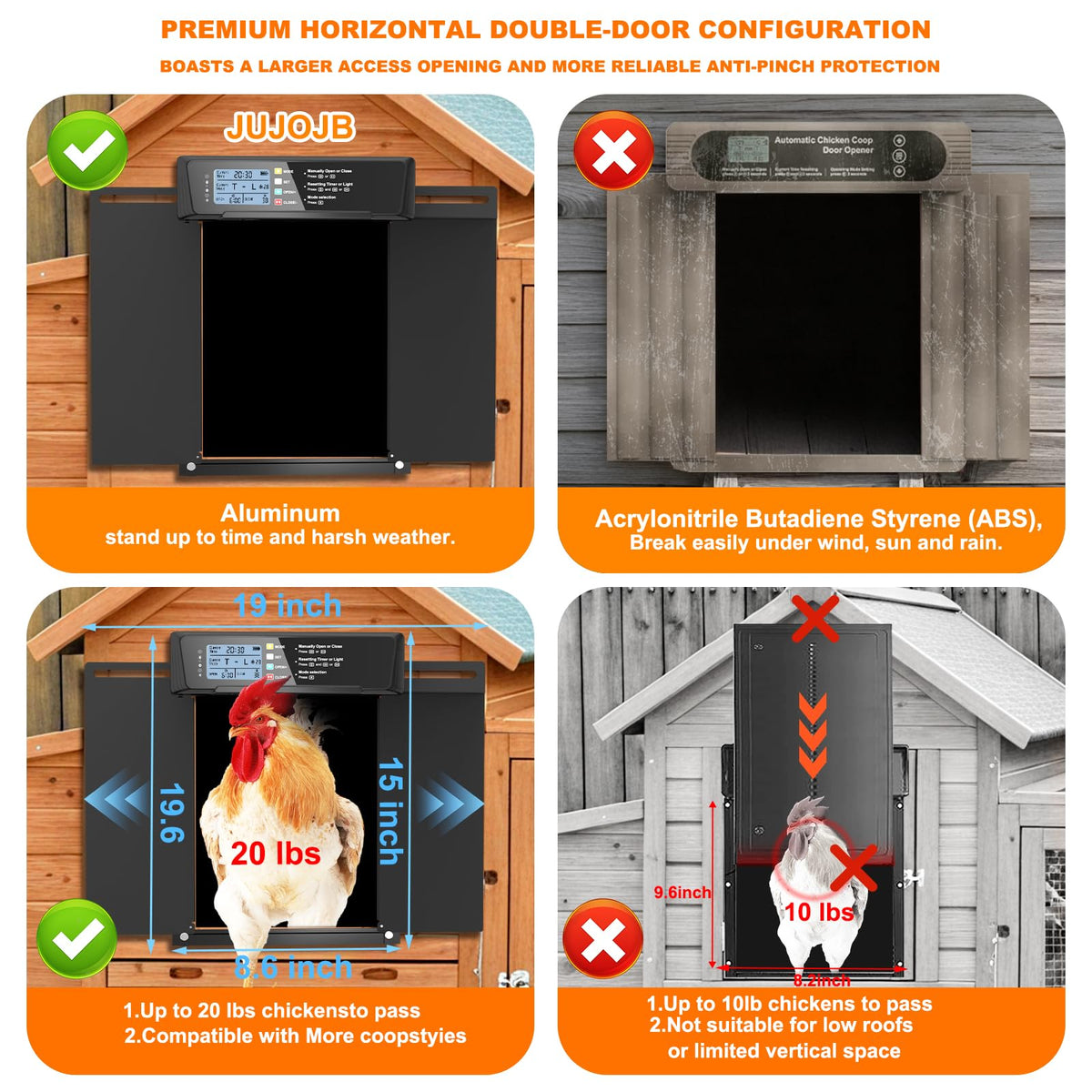 Automatic Chicken Coop Door Solar Powered with Timer & Light Sensor C62372