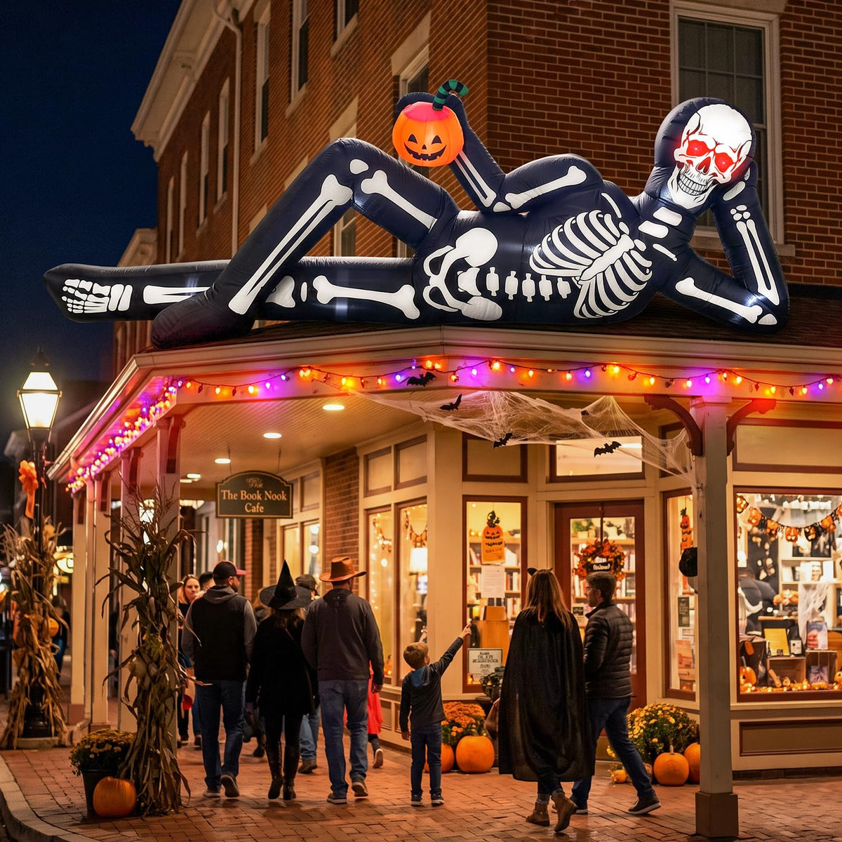 12FT Halloween Inflatable Lying Skeleton Decoration P5424