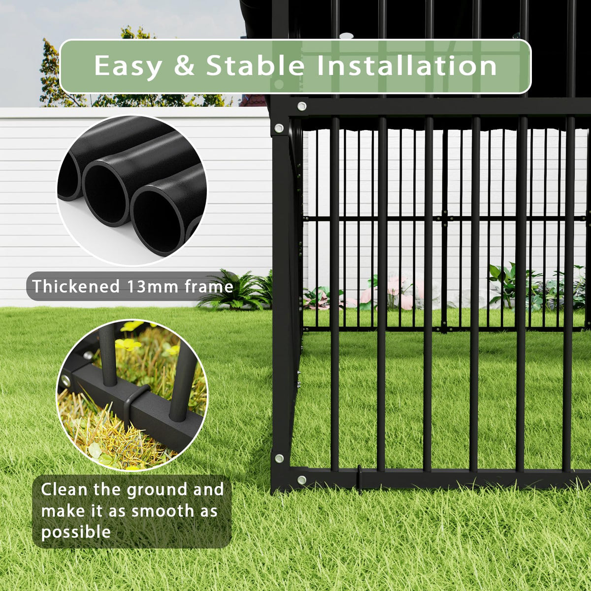 10x20x6.5 FT Heavy-Duty Metal Outdoor Dog Kennel D8198