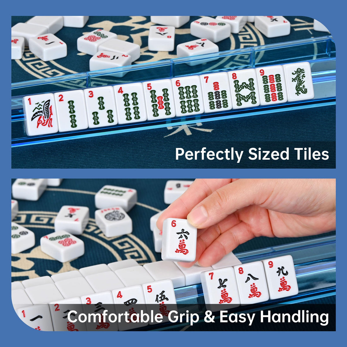 166 Tiles Mahjong Game Set with Blue Carrying Bag Z754