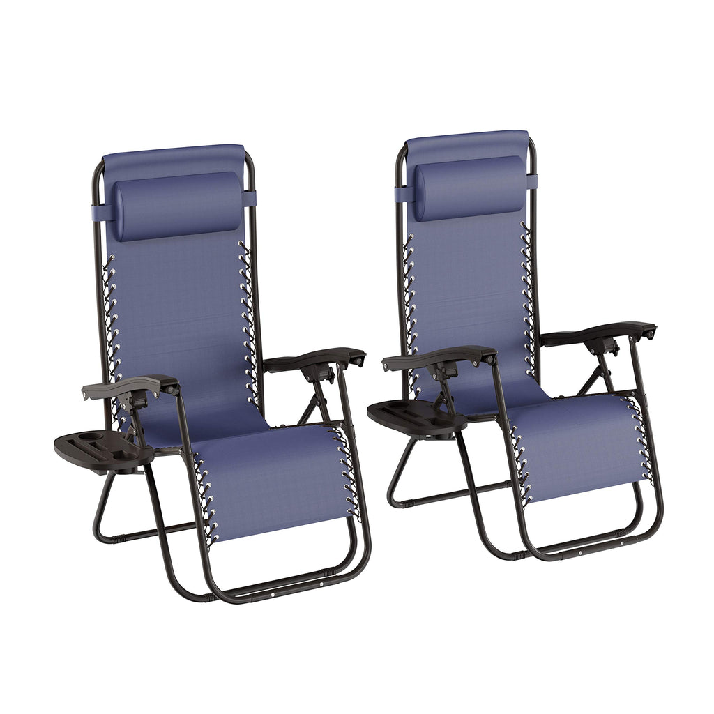 Set of 2 Navy Zero-Gravity Chairs with Side Table K586824