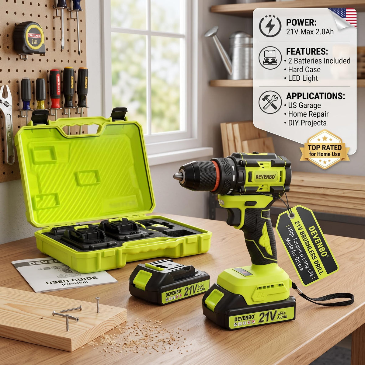 21V Brushless Cordless Drill Set Y924027