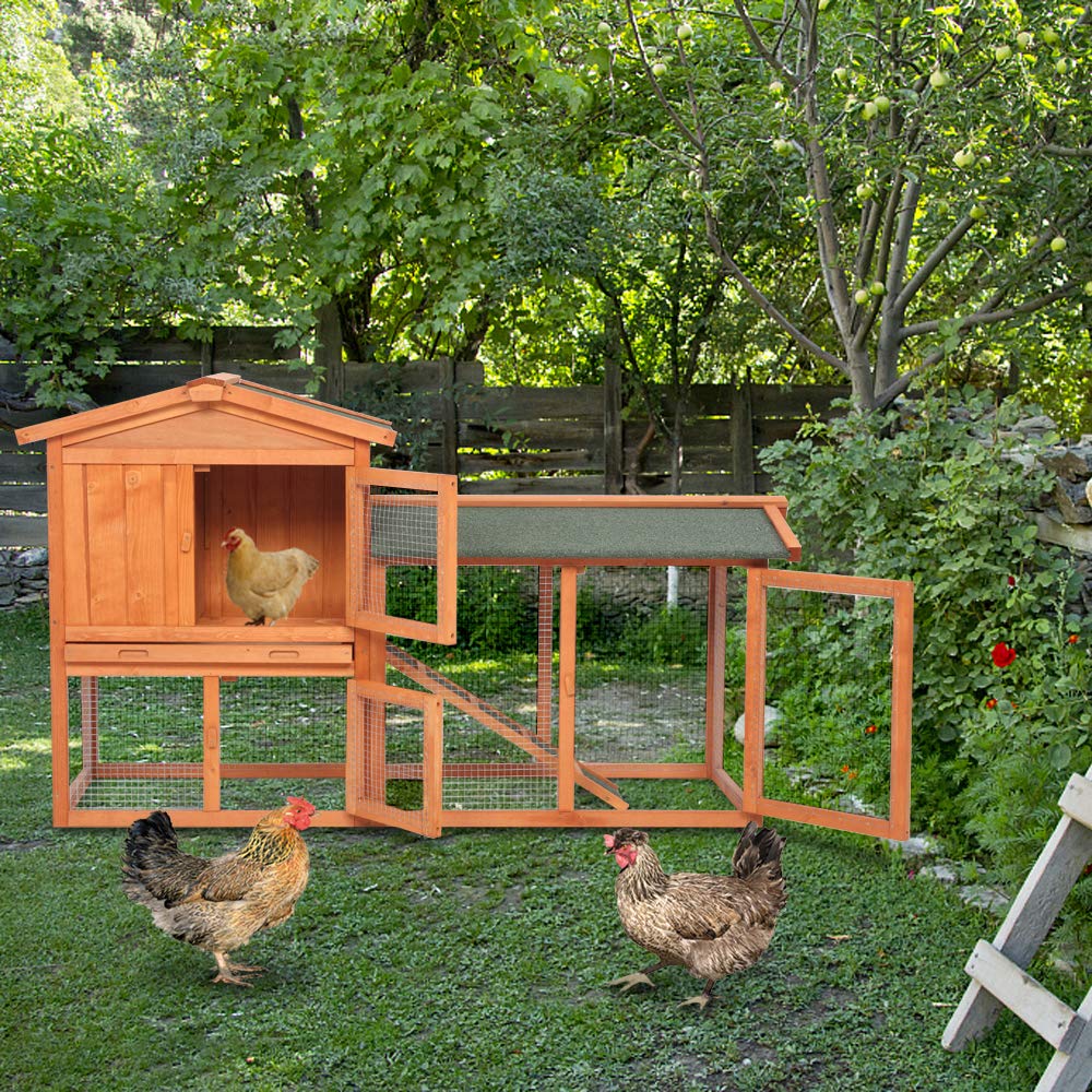 Wooden Chicken Coop with Waterproof Roof and Nesting Box E327