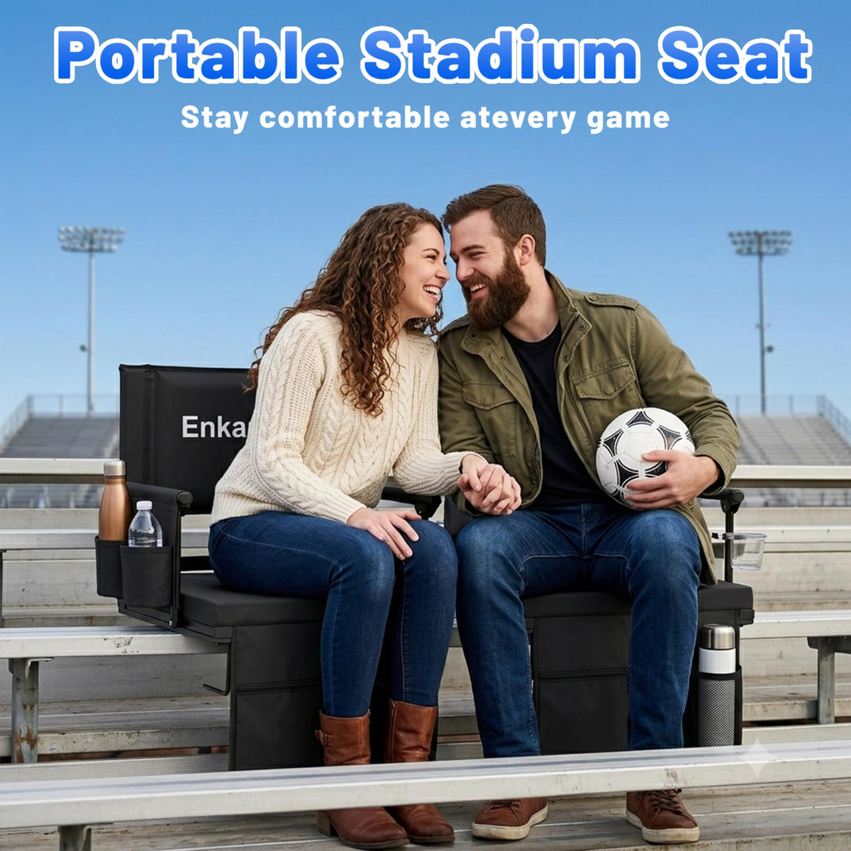 Portable Stadium Seat with Armrests & Cup Holder O469381