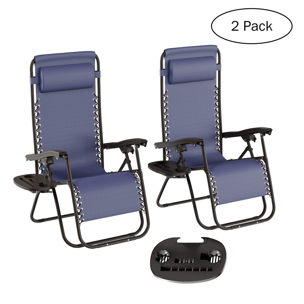 Set of 2 Navy Zero-Gravity Chairs with Side Table K586824