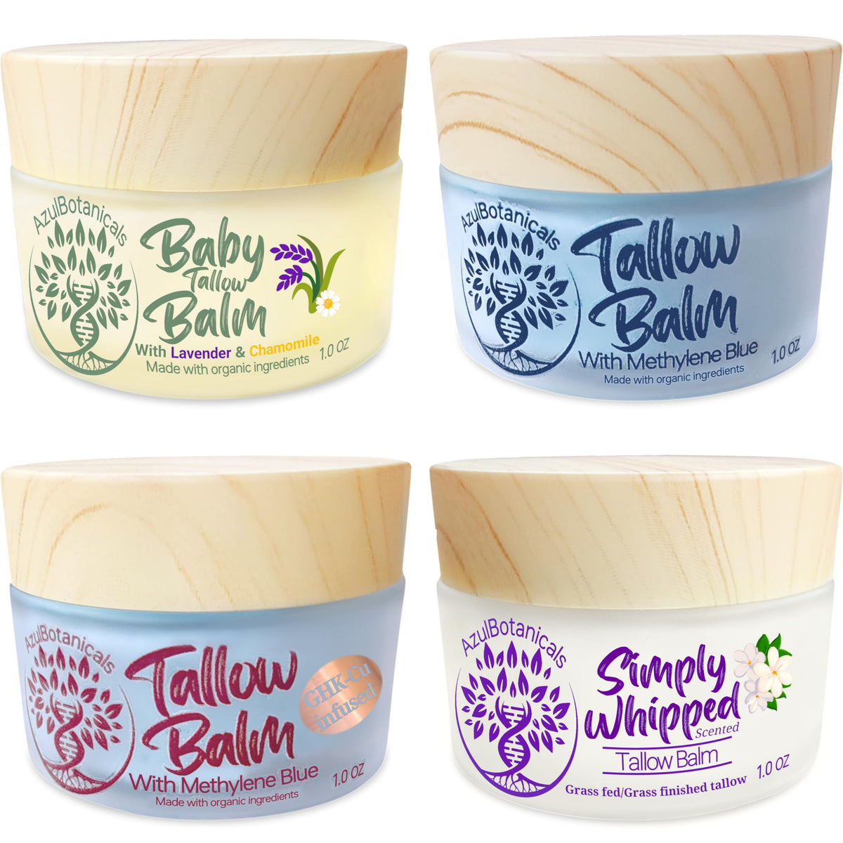Whipped Tallow Balm Sample Pack, 4 Scents, 1 oz Each U4337