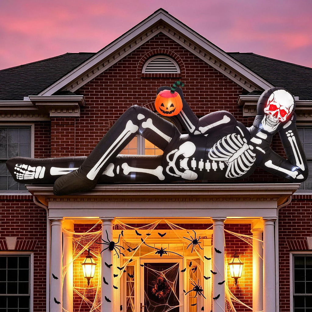 12FT Halloween Inflatable Lying Skeleton Decoration P5424