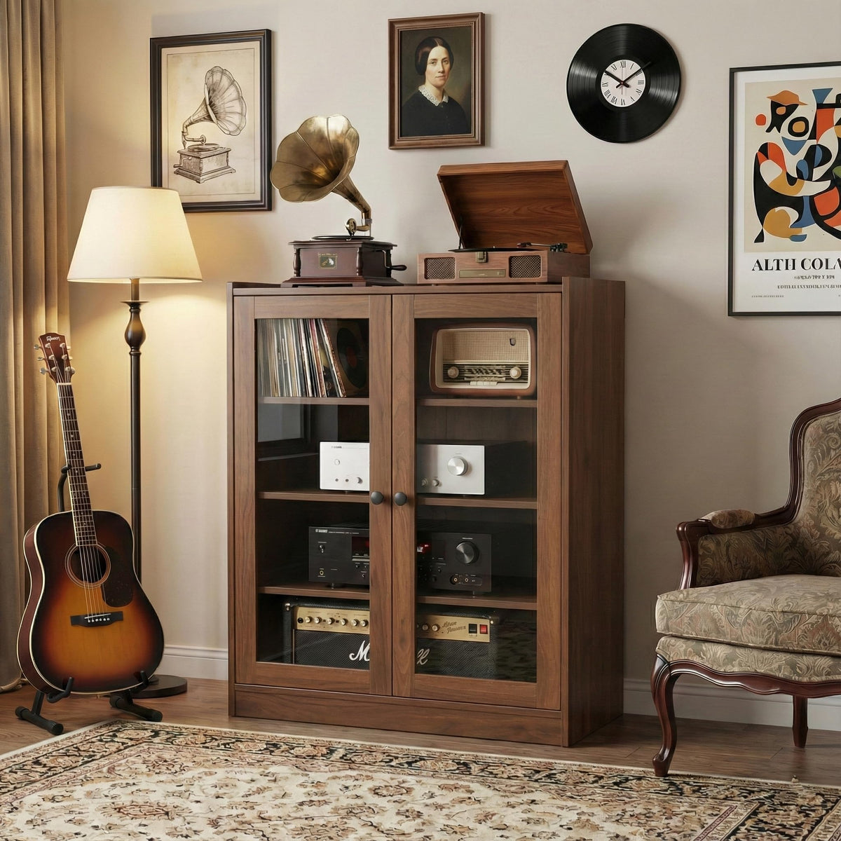 Audio Stereo Cabinet with Glass Doors W386158
