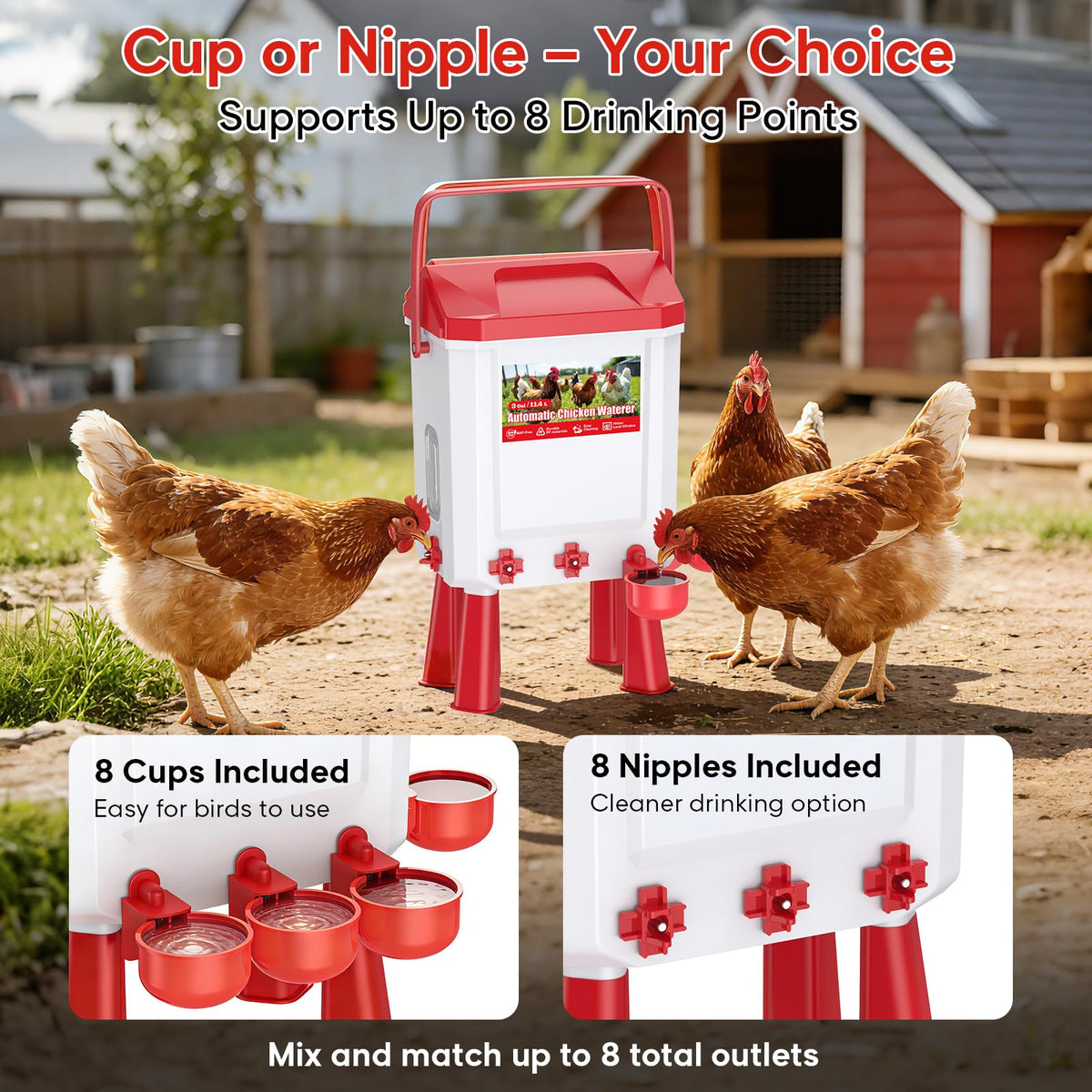 Automatic Chicken Waterer 3 Gallons with Float Valve E344
