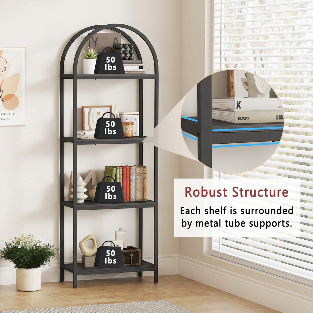 4 Tier Arched Black Bookshelf N6223