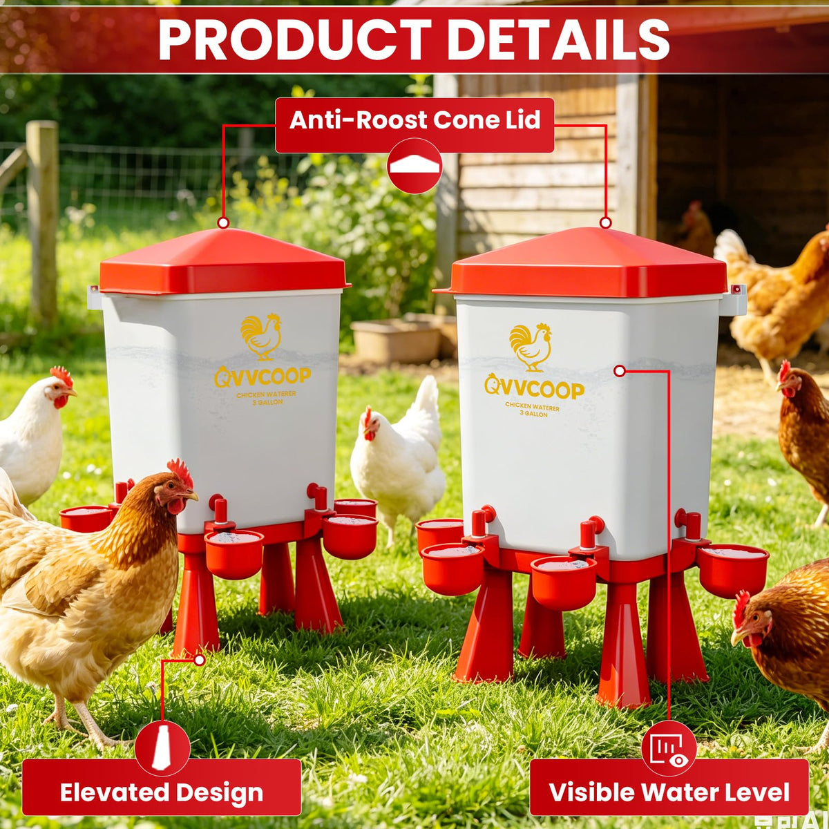 3 Gallon Automatic Chicken Waterer with 10 Cups F9480