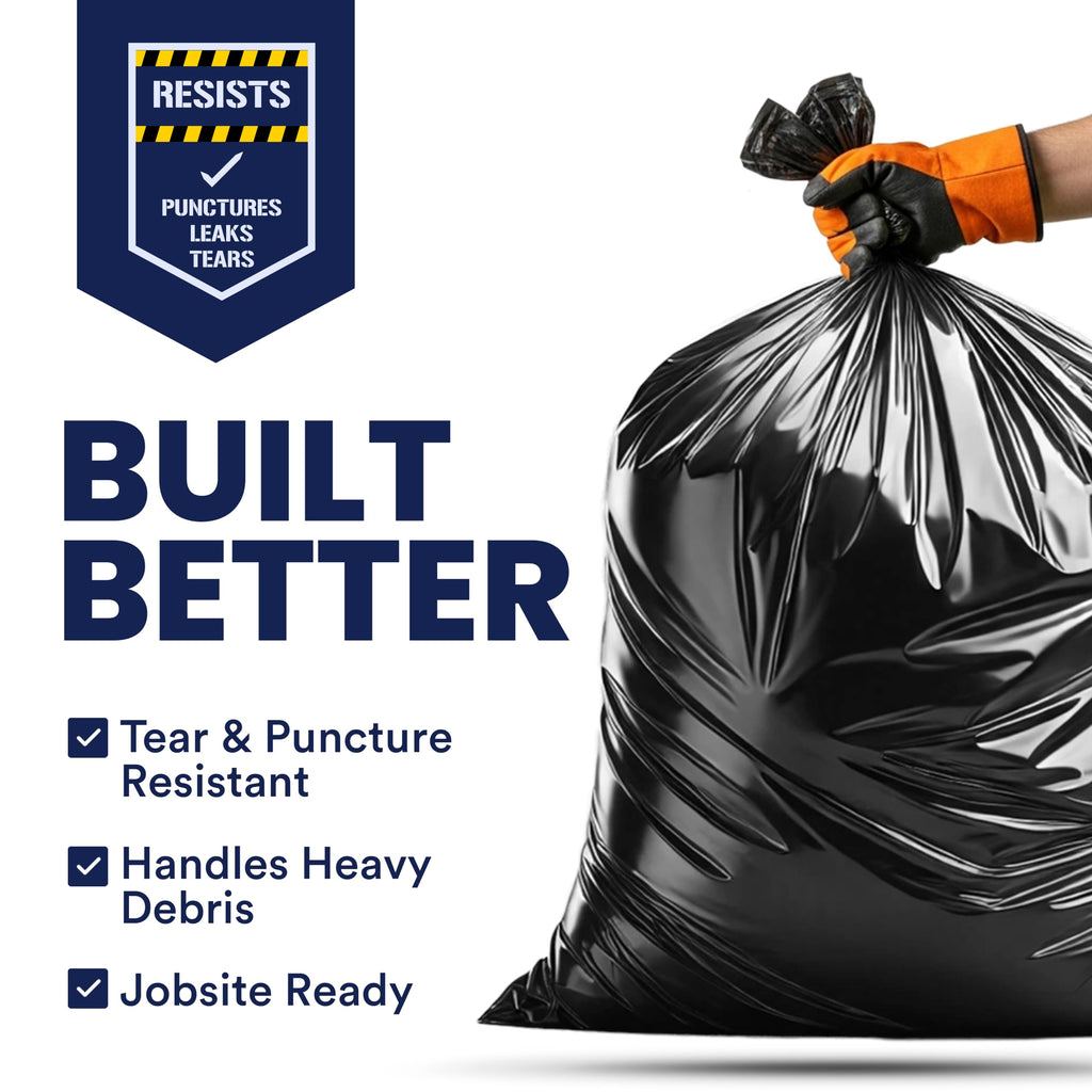 Black Heavy Duty 40-45 Gallon Trash Bags 3.0 Mil 50 Count C23617