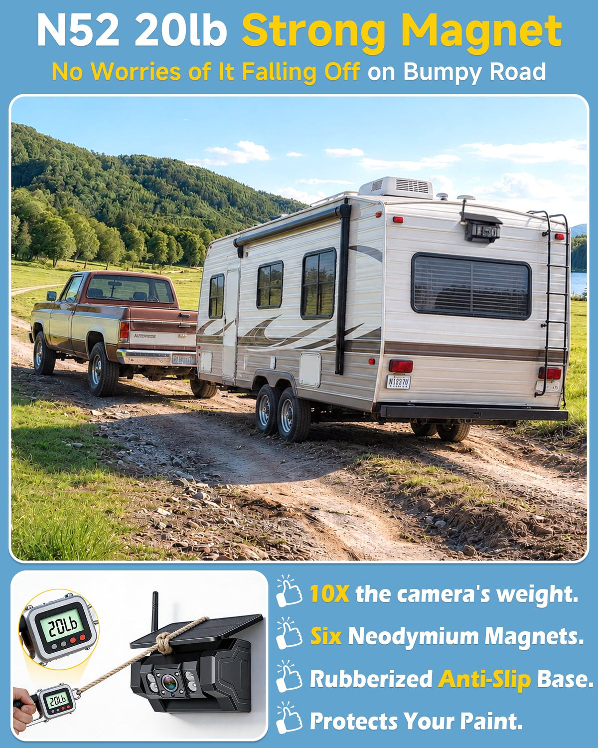 1080P Dual Magnetic Wireless Backup Camera 7" Split-Screen Z7151