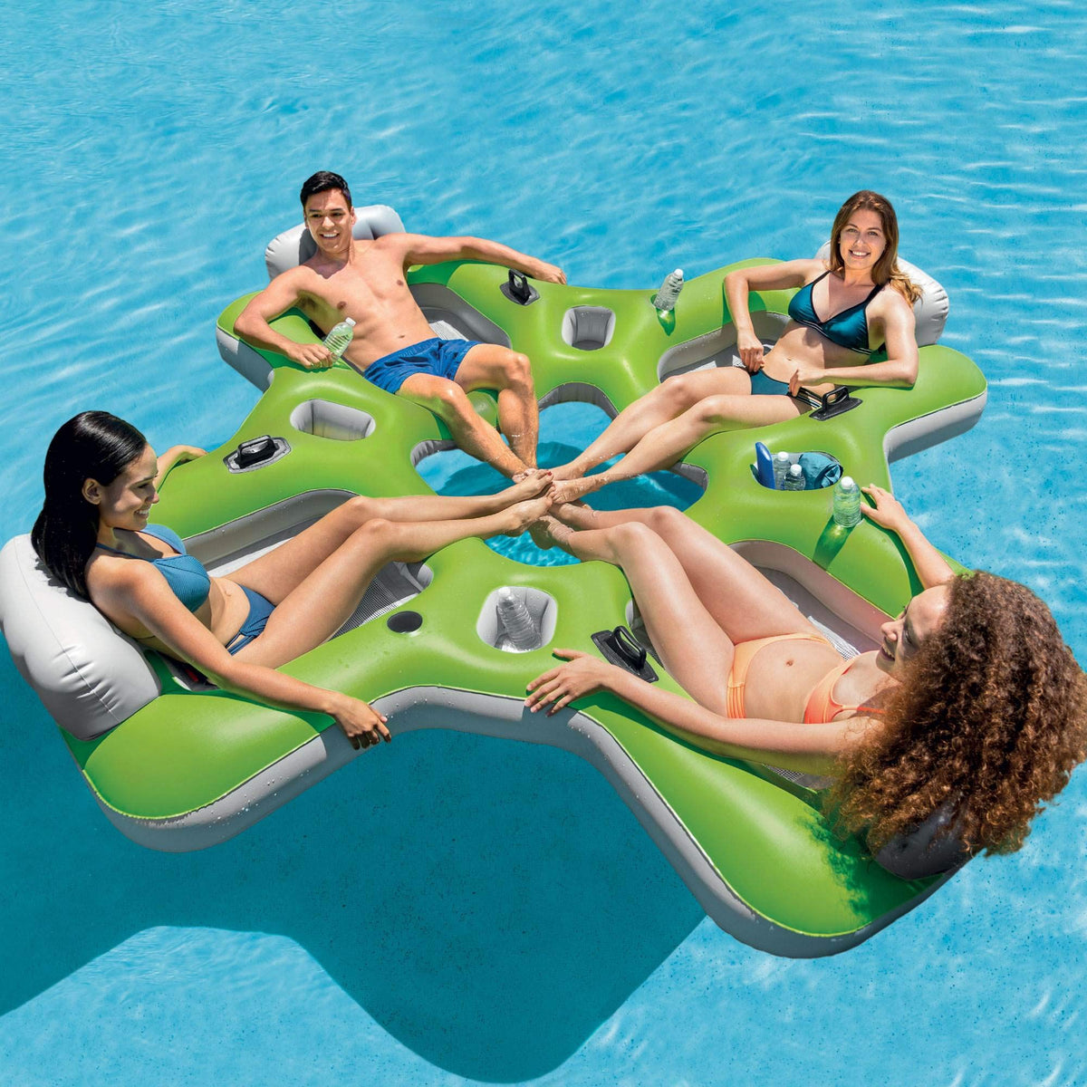 Inflatable 4 Seat PVC Pool Raft Green Q544776