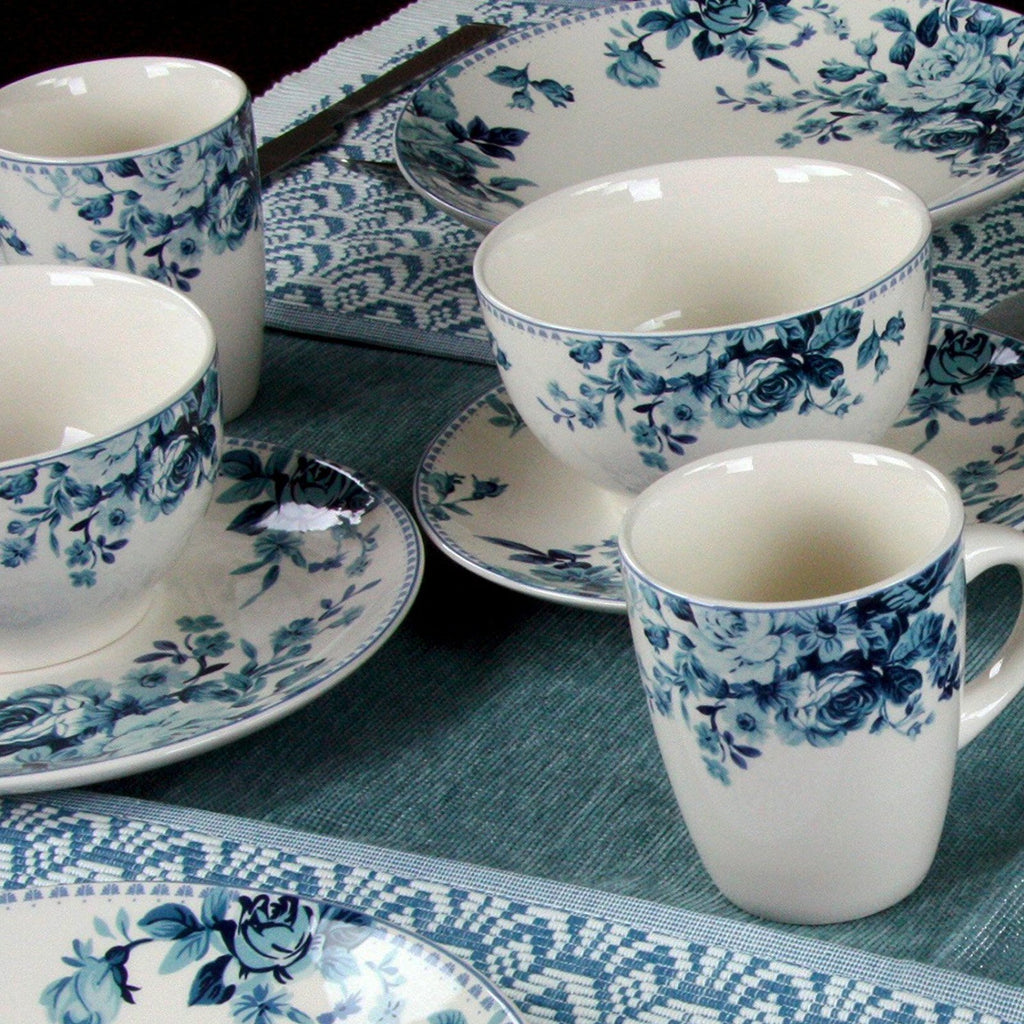 Blue 16 Piece Stoneware Dinnerware Set F14118