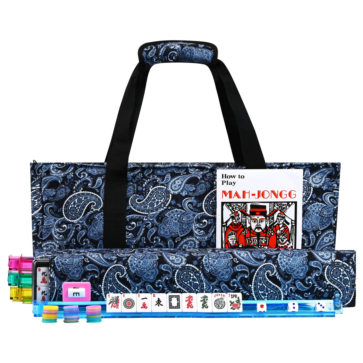 166 Tiles Mahjong Game Set with Blue Carrying Bag Z754