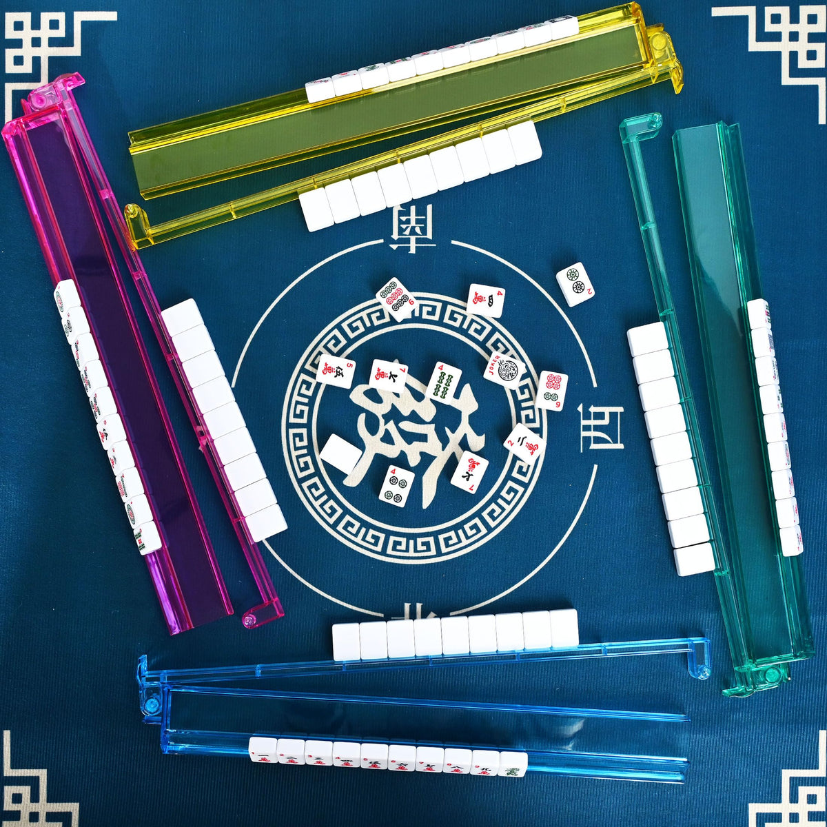 166 Tiles Mahjong Game Set with Blue Carrying Bag Z754