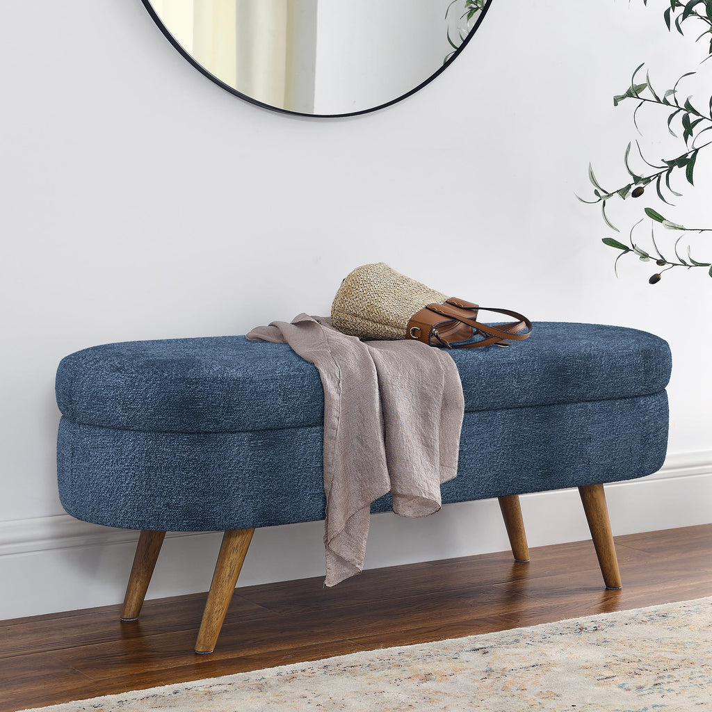 Oval Storage Bench with Rubber Wood Legs S32828