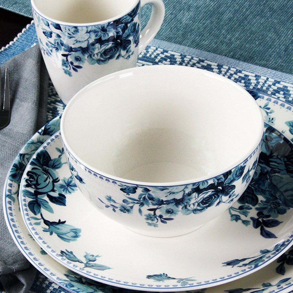 Blue 16 Piece Stoneware Dinnerware Set F14118