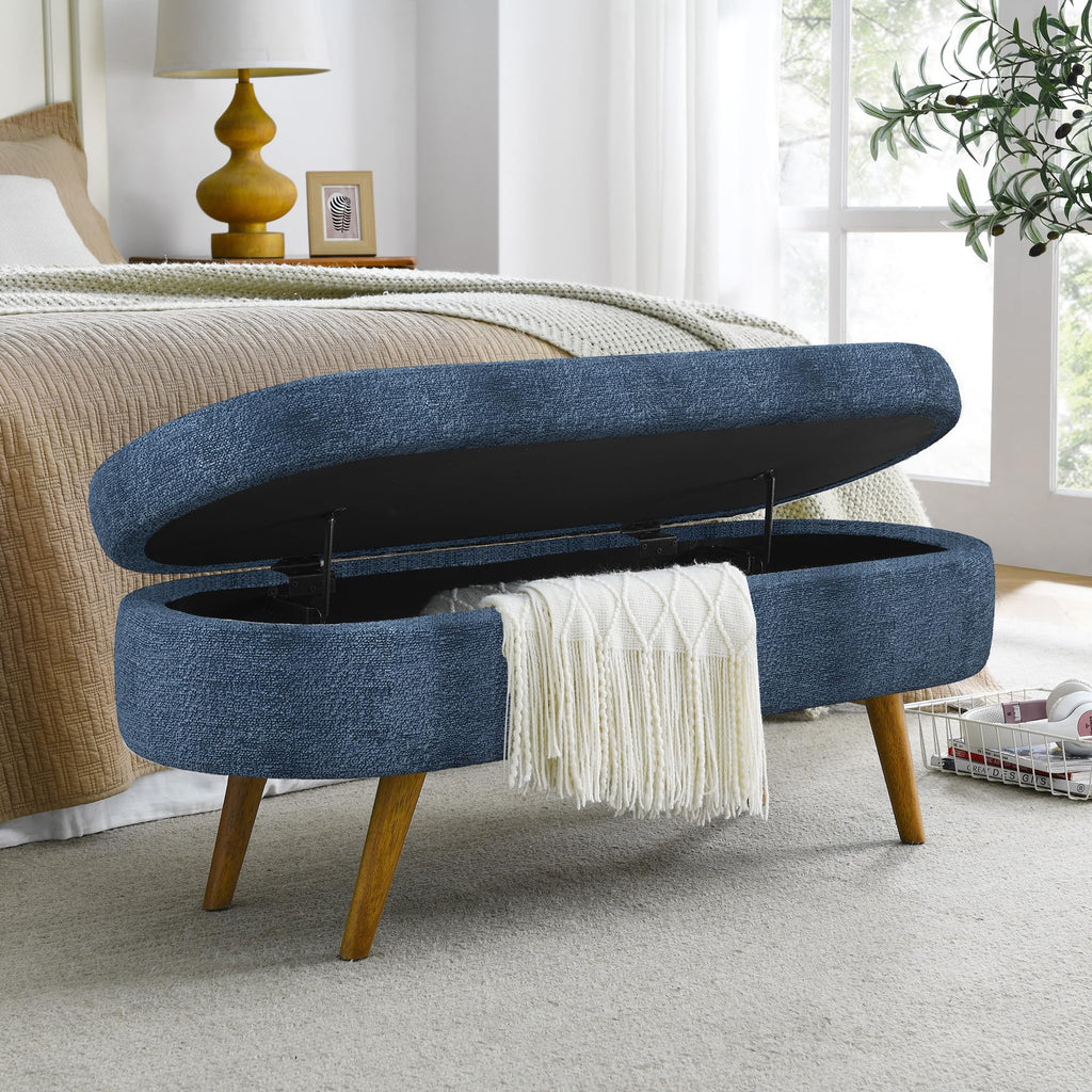 Oval Storage Bench with Rubber Wood Legs S32828