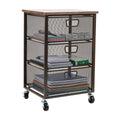 3 Drawer Rolling Storage Organizer with Wood Top F402