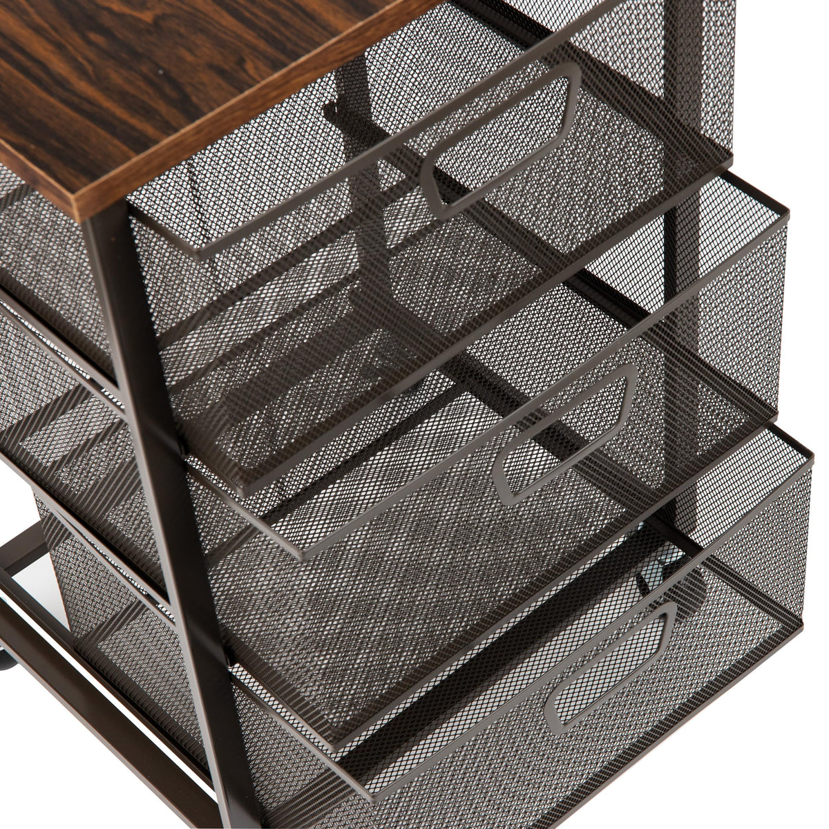 3 Drawer Rolling Storage Organizer with Wood Top F402